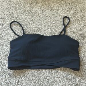 Navy Ribbed Sports Bra